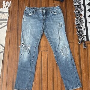 Bullhead Women's Distressed Straight Leg Jeans - Blue